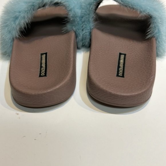 Dolce & Gabbana Baby Blue Mink Fur Slip On Slides Sand size 38 - Picture 3 of 5